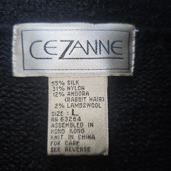 Vintage 1980s Cezanne Black Silk Angora Quiet Luxury Beaded Old Money Cardigan - Picture 15 of 16